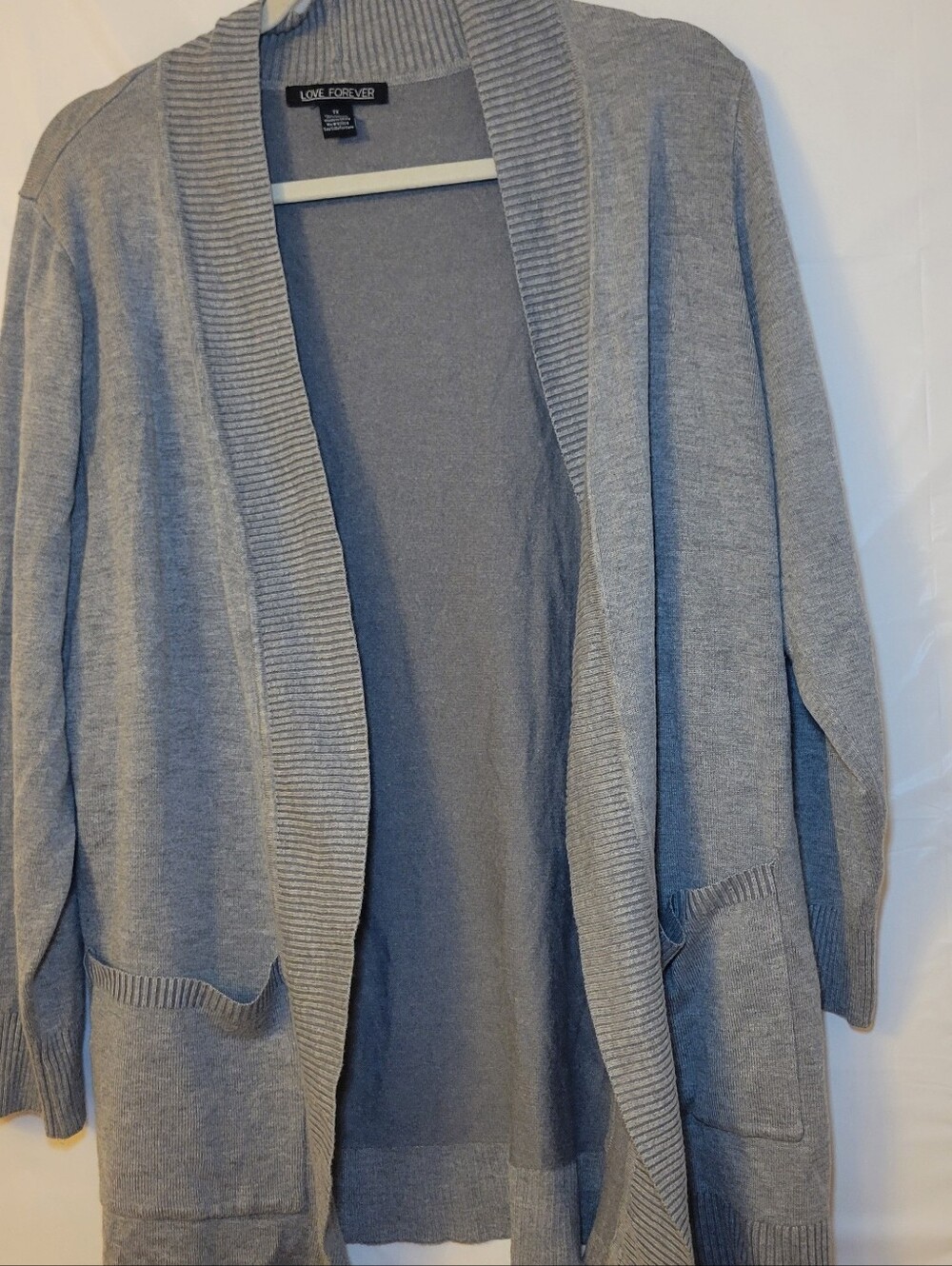 Women's Gray Open-Front Cardigan Sweater